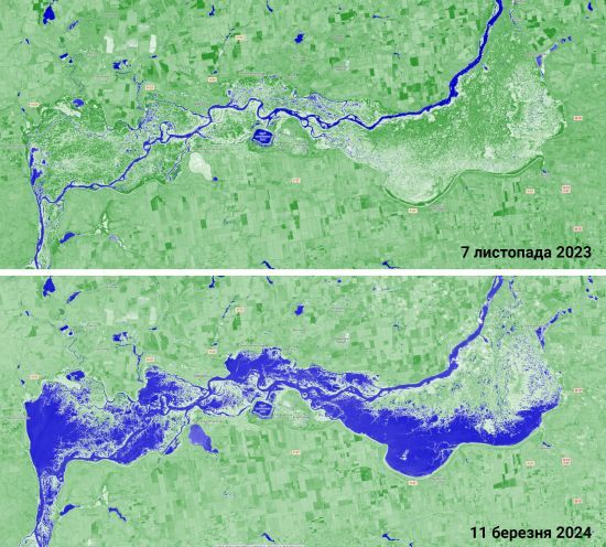 Каховське водосховище наповнюється водою: у Мережі показали супутникові фото